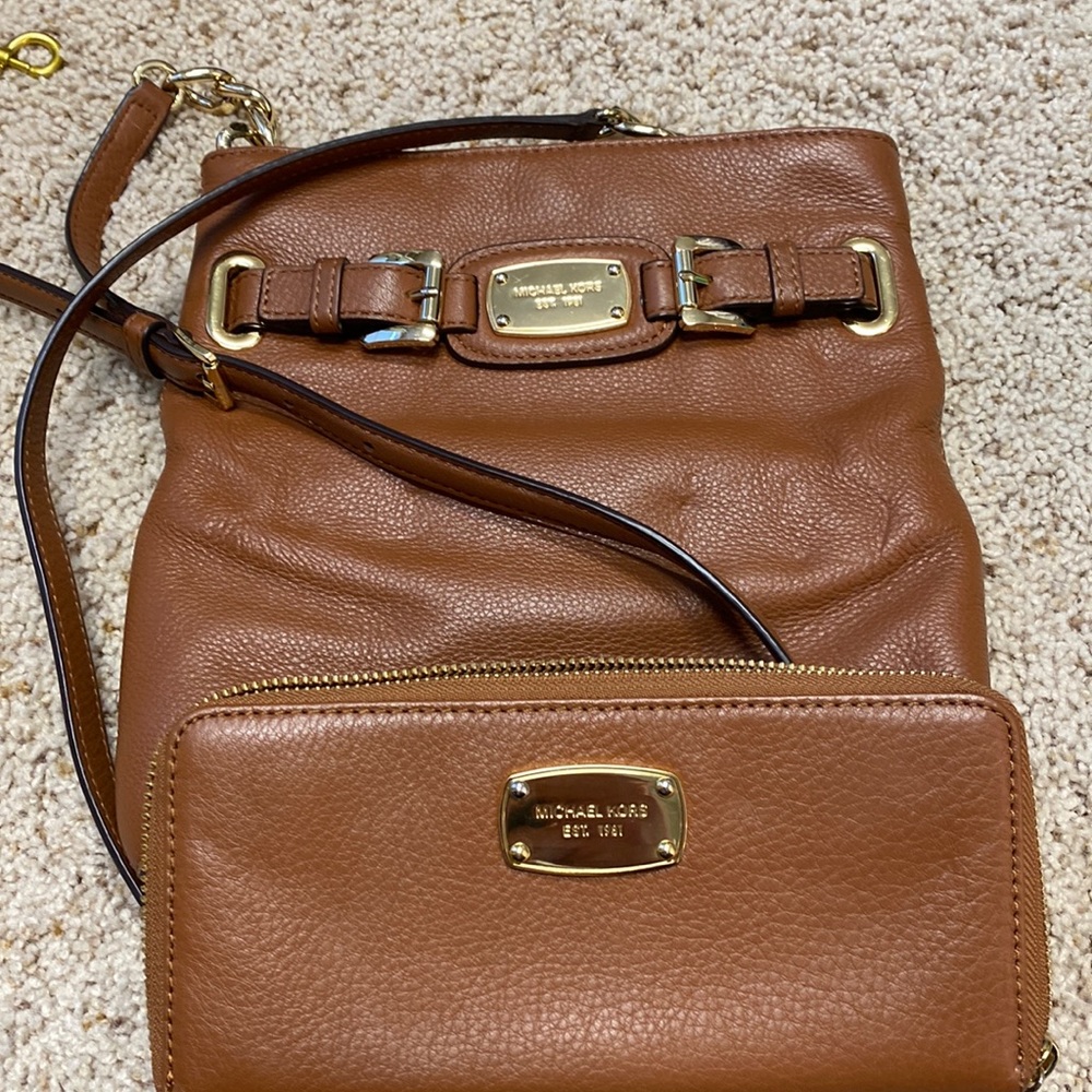 Michael Kors Saddle Brown Satchel Crossbody with wallet
